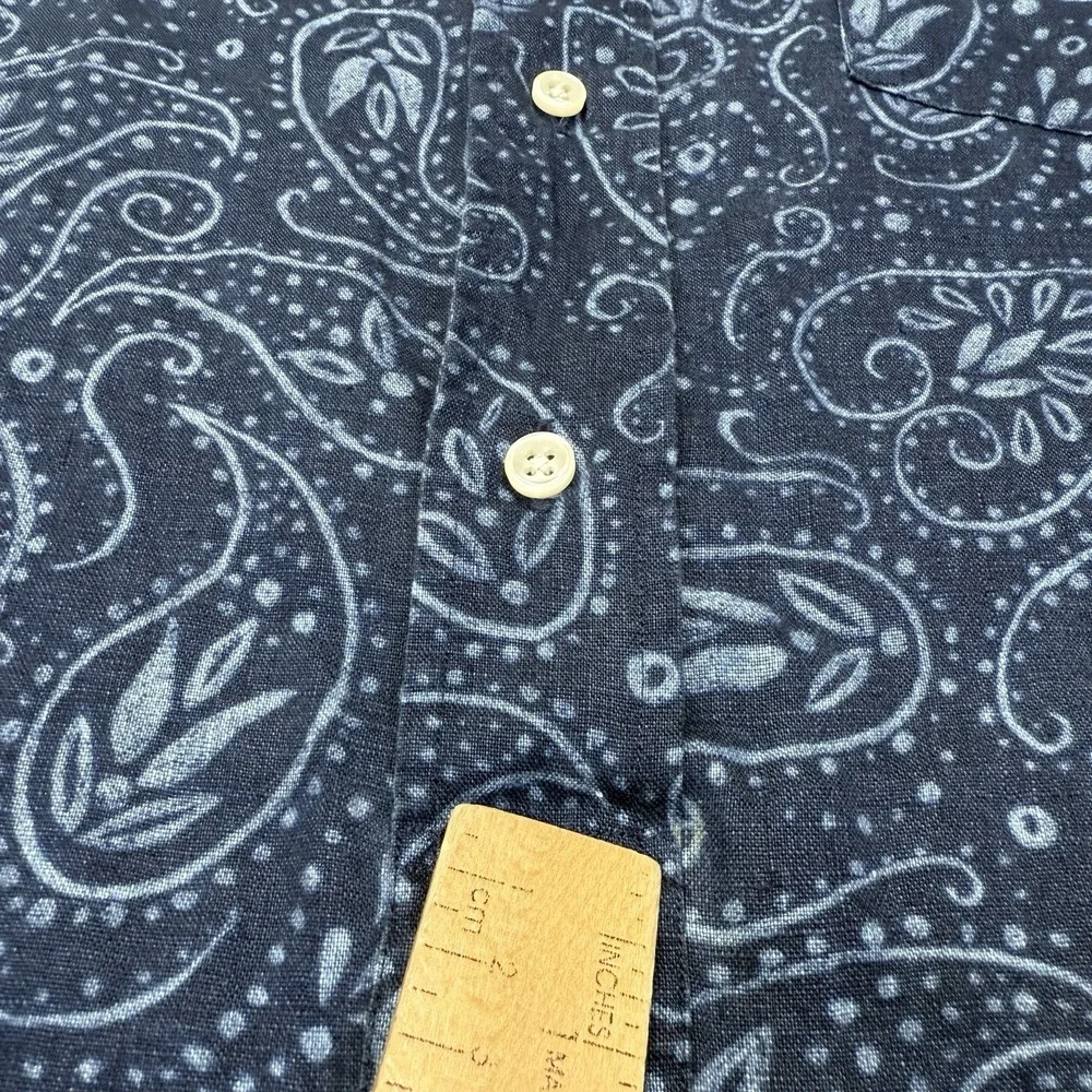 Vtg Polo Ralph Lauren Cambridge Linen Shirt Men's‎ XL Blue Paisley 1/2 Button Up